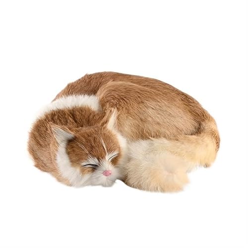 Simulation süße schlafende Katze Plüschtier Tier Kätzchen Modell Geschenk Heimtextilien Begleiter Geschenk(Brass) von MZICXV