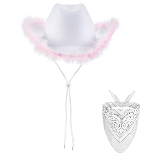 Cowboyhut, Bandana-Kostüm-Set für Damen, Herren, Musikfestival, Kostüm, Junggesellinnenabschied, 2 Stück Cowboyhut, Bandana-Kostüm-Set für Damen, Herren, Musikfestival, Kostüm, Junggesellinnenabschied, 2 Stück von MZRAN