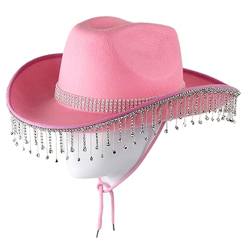 Cowgirl-Hut mit Strass-Fransen, breite Krempe, Western-Stil, Cowboyhut für Damen, Party, Musik, Festival, Dekorationen Cowgirl-Hut mit Strass-Fransen, breite Krempe, Western-Stil, Cowboyhut für Damen, Party, Musik, Festival, Dekorationen von MZRAN