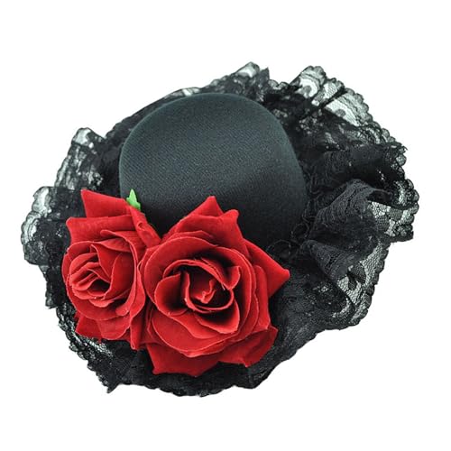 MZRAN Fascinator mit Rosenblüten, Kopfbedeckung, stilvoller Fascinator, Hut, Dekoration, Charme für Frauen und Mädchen, Cosplay, Party, Fascinator Kopfschmuck von MZRAN