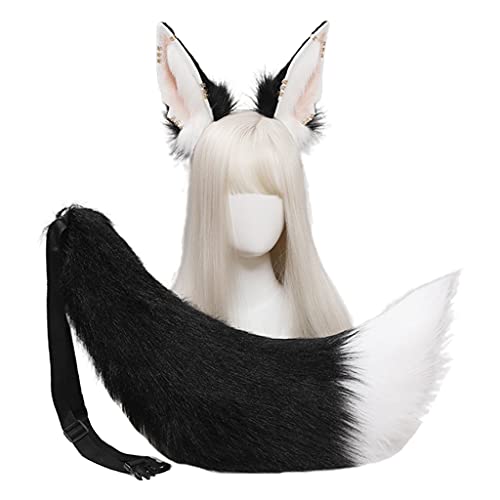 MZRAN Haarreif für Mädchen, Tier, Wolf, Ohren, Schwanz, Plüsch, hübscher Party-Kopfschmuck, Halloween, Cosplay, Party, ausgefallenes Zubehör MZRAN Haarreif für Mädchen, Tier, Wolf, Ohren, Schwanz, Plüsch, hübscher Party-Kopfschmuck, Halloween, Cosplay, Party, ausgefallenes Zubehör von MZRAN
