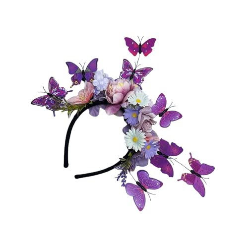 MZRAN Haarreif mit 3D-Schmetterlings-Blume, Haarreif, für Themenpartys, Kostüme, Events, Dressinup-Zubehör MZRAN Haarreif mit 3D-Schmetterlings-Blume, Haarreif, für Themenpartys, Kostüme, Events, Dressinup-Zubehör von MZRAN