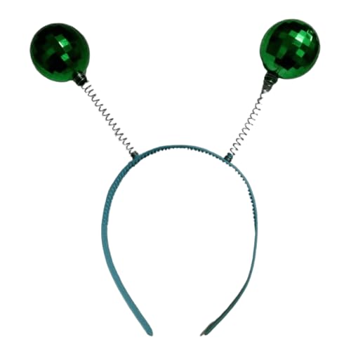 MZRAN Haarreif mit zwei schwingenden Bällen in Metallic-Silber-Optik, Kopfbedeckung, Haarschmuck, Festival-Kopfschmuck für Party-Kostüme von MZRAN
