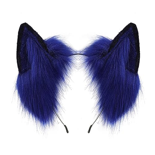 MZRAN Handgefertigter Ohren-Haarreif, einfarbig, pelzig, Plüsch, Tierhaarreifen, Anime-Kleid, Party, Cosplay, Kostüm, Haarschmuck von MZRAN