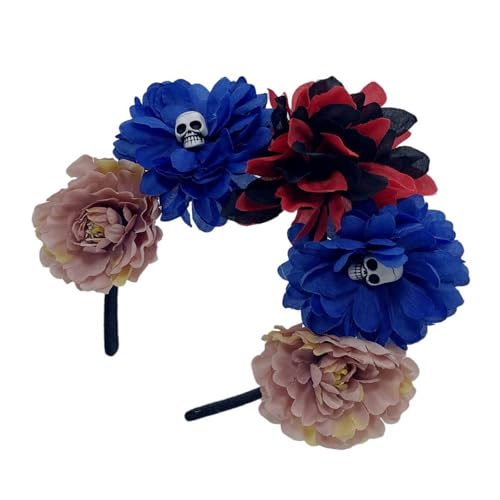 MZRAN Handgefertigtes Totenkopf-Stirnband, Mädchen, Hexe, Kopfbedeckung, Totenkopf, dunkle Blume, Pelzanzug, Maskeraden, Halloween, Hexenparty MZRAN Handgefertigtes Totenkopf-Stirnband, Mädchen, Hexe, Kopfbedeckung, Totenkopf, dunkle Blume, Pelzanzug, Maskeraden, Halloween, Hexenparty von MZRAN