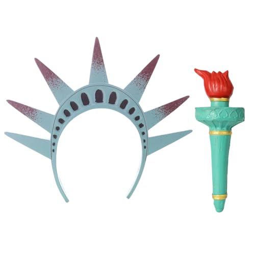 MZRAN Liberty Statue Taschenlampe Stirnband Halloween Hairhoop National Day Thema Haarband für Unabhängigkeitstag Feier Versammlungen von MZRAN