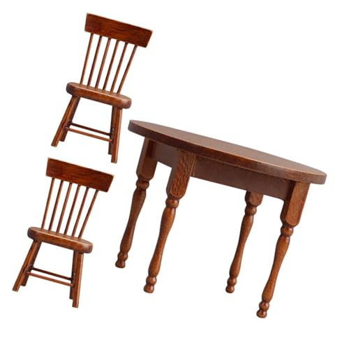 Miniatur-Esszimmertisch-Set mit 2 Stühlen, bemaltes Design für Puppenhäuser im Maßstab 1:12, Szenenlayout, Dekoration, Puppenhäuser, Möbel von MZRAN