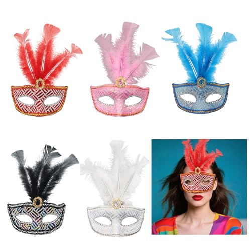 Strass Pailletten Maskeraden Venezianer für Frauen Halloween Weihnachten Halbgesicht Auge Cosplay Requisiten Karneval Kostüm Zubehör Set für Männer Erwachsene Frauen von MZRAN
