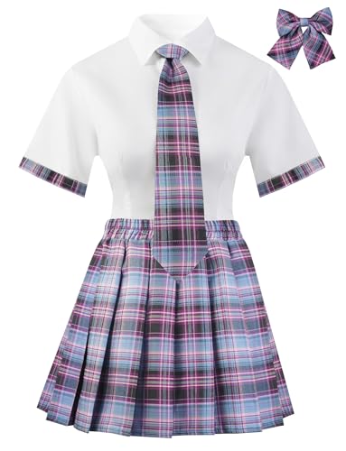 MZRFYTZ Schulmädchen-Outfit-Set für Damen, Schüler-Rollenspiel-Kostüm, Oberteil mit Mini-Faltenrock, Lila, Größe M MZRFYTZ Schulmädchen-Outfit-Set für Damen, Schüler-Rollenspiel-Kostüm, Oberteil mit Mini-Faltenrock, Lila, Größe M von MZRFYTZ