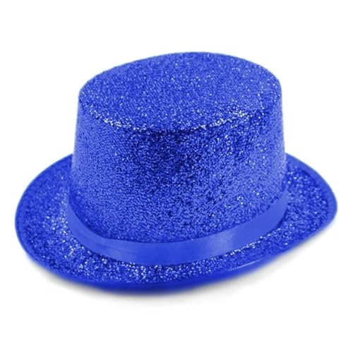 Glitzer-Zylinderhut Mit Breiter Krempe, Feiertags-Zylinderhut Mit Kurzer Krempe, Zaubererkostüm For Versammlungen Im Freien(Deep Blue) von MZSKLW