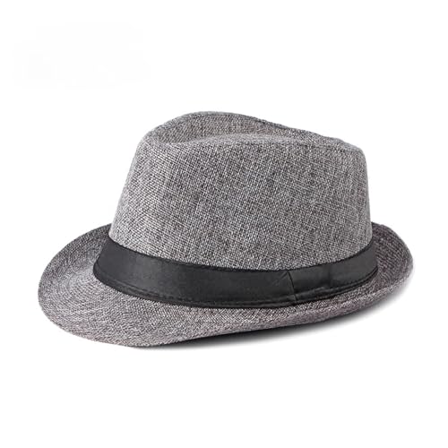 Jazz Hut Strand Leinen Zylinder for Männer und Frauen Frühling und Sommer Outdoor Sonnenschutz Hut(Dark Gray) von MZSKLW