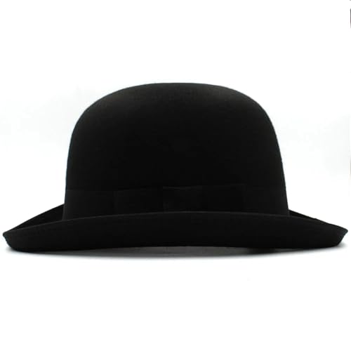 MZSKLW Blend Bowler-Hüte mit ovalem Oberteil, Fedora-Kappen, klassischer Sonnenhut, verstellbar(Black) von MZSKLW