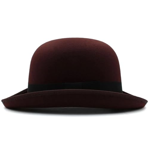 MZSKLW Blend Bowler-Hüte mit ovalem Oberteil, Fedora-Kappen, klassischer Sonnenhut, verstellbar(Brown) von MZSKLW