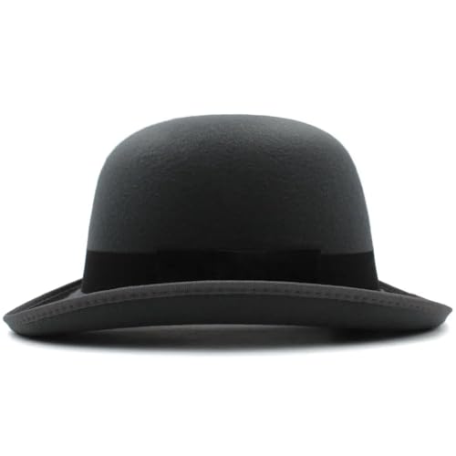 MZSKLW Blend Bowler-Hüte mit ovalem Oberteil, Fedora-Kappen, klassischer Sonnenhut, verstellbar(Gray) von MZSKLW