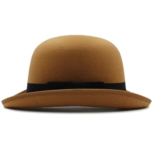 MZSKLW Blend Bowler-Hüte mit ovalem Oberteil, Fedora-Kappen, klassischer Sonnenhut, verstellbar(Khaki) von MZSKLW