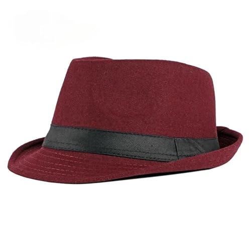 MZSKLW Frühling Sommer Herren Hüte Top Jazz Hut Eimer Bowler Hüte Chapeau Hüte Frauen Schwarz Hut Hochzeit Hut Kappen(Red) von MZSKLW