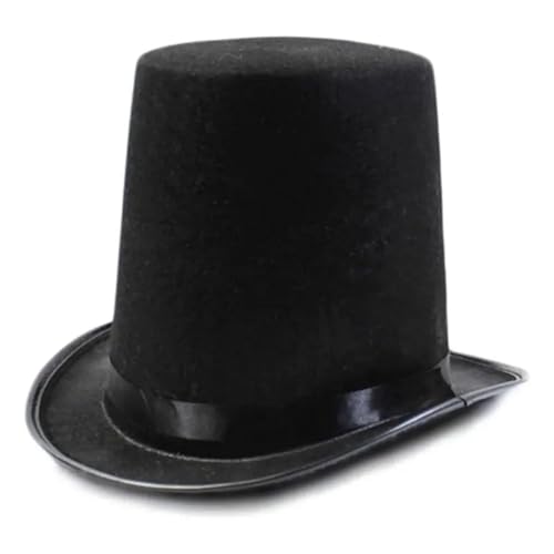 MZSKLW Vintage-Zylinder, Einfarbig, Kurze Krempe, Zylinder, Western-Cowboy-Hut(Black) von MZSKLW