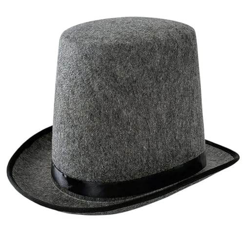 MZSKLW Vintage-Zylinder, Einfarbig, Kurze Krempe, Zylinder, Western-Cowboy-Hut(Dark Grey) von MZSKLW