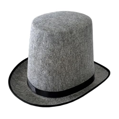 MZSKLW Vintage-Zylinder, Einfarbig, Kurze Krempe, Zylinder, Western-Cowboy-Hut(Light Grey) von MZSKLW