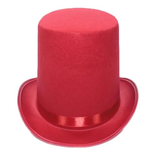 MZSKLW Vintage-Zylinder, Einfarbig, Kurze Krempe, Zylinder, Western-Cowboy-Hut(Red) von MZSKLW