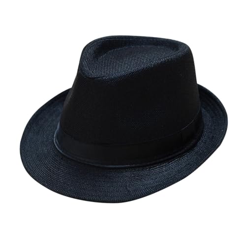 MZSKLW Zylinder for Herren, elegante Vintage-Krempe, Jazz-Strand-Unisex-Klassiker-Kappe(Black) von MZSKLW