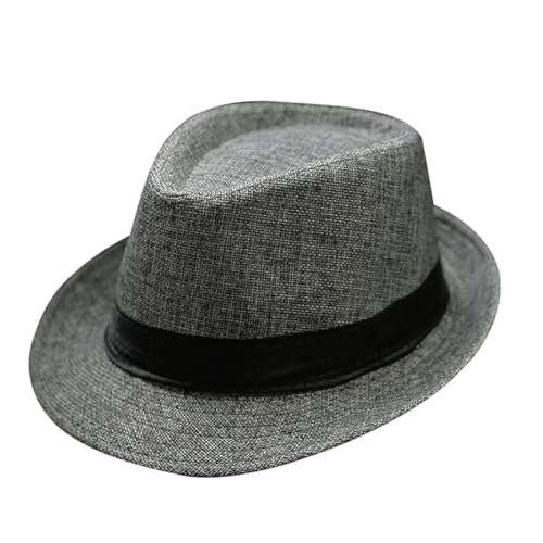 MZSKLW Zylinder for Herren, elegante Vintage-Krempe, Jazz-Strand-Unisex-Klassiker-Kappe(Dark gray) von MZSKLW