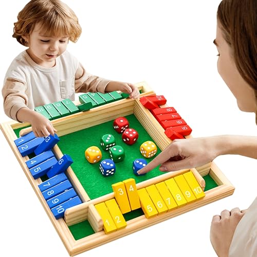 MZSX Brettspiel aus Holz, Familien-Holzbrett-Tisch-Mathe-Spiele für Kinder Klassisches 4-seitiges Holzbrettspiel mit Würfeln und Shut, Holz Brettspiel Würfel Spiel Bar Party Familie Eltern Kind MZSX Brettspiel aus Holz, Familien-Holzbrett-Tisch-Mathe-Spiele für Kinder Klassisches 4-seitiges Holzbrettspiel mit Würfeln und Shut, Holz Brettspiel Würfel Spiel Bar Party Familie Eltern Kind von MZSX