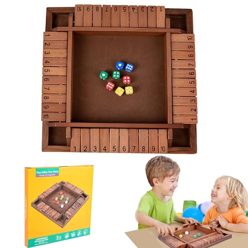 MZSX Brettspiel aus Holz, Familien-Holzbrett-Tisch-Mathe-Spiele für Kinder Klassisches 4-seitiges Holzbrettspiel mit Würfeln und Shut, Holz Brettspiel Würfel Spiel Bar Party Familie Eltern MZSX Brettspiel aus Holz, Familien-Holzbrett-Tisch-Mathe-Spiele für Kinder Klassisches 4-seitiges Holzbrettspiel mit Würfeln und Shut, Holz Brettspiel Würfel Spiel Bar Party Familie Eltern von MZSX