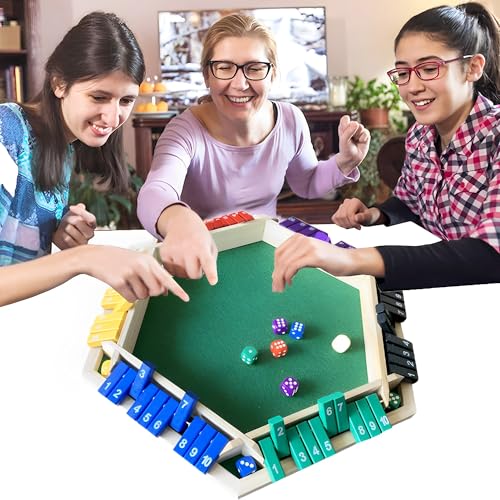 MZSX Brettspiel aus Holz, Familien-Holzbrett-Tisch-Mathe-Spiele für Kinder Klassisches 6-seitiges Holzbrettspiel mit Würfeln und Shut, Holz Brettspiel Würfel Spiel Bar Party Familie Eltern Kind MZSX Brettspiel aus Holz, Familien-Holzbrett-Tisch-Mathe-Spiele für Kinder Klassisches 6-seitiges Holzbrettspiel mit Würfeln und Shut, Holz Brettspiel Würfel Spiel Bar Party Familie Eltern Kind von MZSX