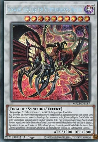MP23-DE187 - Schwarz geflügelter Sturmangriffs-Drache - Secret Rare - Deutsch - 1. Auflage - 25th Anniversary Tin: Dueling Heroes Mega Pack Einzelkarten - mit MZTCG Versandschutz von MZTCG