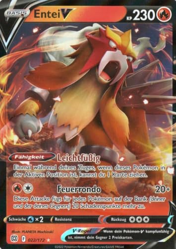 MZTCG - Entei V BRS 022 - Strahlende Sterne - Sammelkarte - Deutsch - Holografisch - mit MZTCG Versandschutz von MZTCG