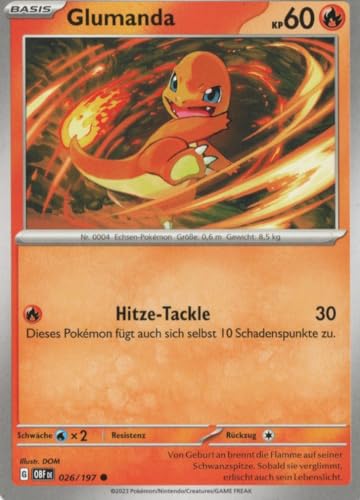 MZTCG - Glumanda OBF 026 - Obsidian Flammen - Sammelkarte - Deutsch - mit MZTCG Versandschutz MZTCG - Glumanda OBF 026 - Obsidian Flammen - Sammelkarte - Deutsch - mit MZTCG Versandschutz von MZTCG