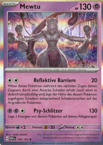 MZTCG - Mewtu - MEW 150-151 - Sammelkarte - Deutsch - Holografisch - mit MZTCG Versandschutz von MZTCG