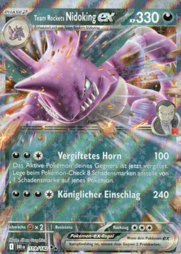 MZTCG - Team Rockets Nidoking EX - DRI 119 - Ewige Rivalen - Sammelkarte - Deutsch - Holografisch - mit MZTCG Versandschutz von MZTCG