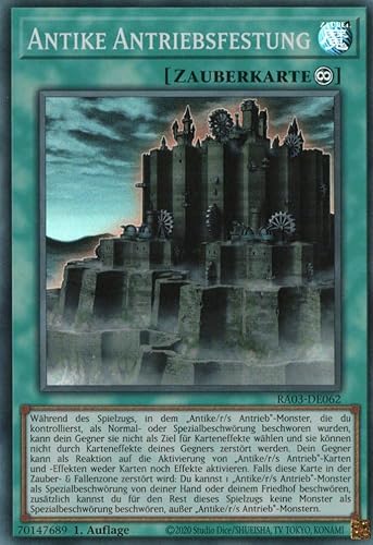 RA03-DE062 - Antike Antriebsfestung - Super Rare - Deutsch - 1. Auflage - Quarter Century Bonanza - mit MZTCG Versandschutz Yugioh von MZTCG