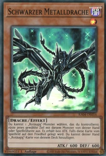 RA04-DE016 - Schwarzer Metaldrache- Super Rare - Deutsch - 1. Auflage - Quarter Century Stampede - mit MZTCG Versandschutz Yugioh von MZTCG