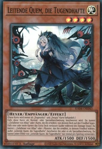 RA04-DE043 - Leitende Quem, die Tugendhafte - Super Rare - Deutsch - 1. Auflage - Quarter Century Stampede - mit MZTCG Versandschutz Yugioh von MZTCG