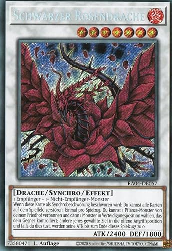 RA04-DE057 - Schwarzer Rosendrache - Secret Rare - Deutsch - 1. Auflage - Quarter Century Stampede - Mit MZTCG Versandschutz Yugioh von MZTCG