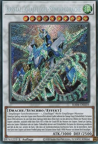 RA04-DE059 - Kristall-Glasflügel-Synchrodrache - Secret Rare - Deutsch - 1. Auflage - Quarter Century Stampede - Mit MZTCG Versandschutz Yugioh von MZTCG