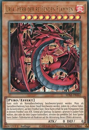SDSA-DE042 - Uria, Herr der reißenden Flammen - Ultra Rare - 1. Auflage - Deutsch - Structure Deck: Sacred Beasts - mit MZTCG Versandschutz Yugioh von MZTCG