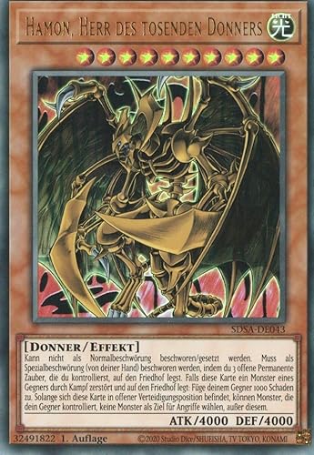 SDSA-DE043 - Hamon, Herr des tosenden Donners - Ultra Rare - 1. Auflage - Deutsch - Structure Deck: Sacred Beasts - mit MZTCG Versandschutz Yugioh von MZTCG