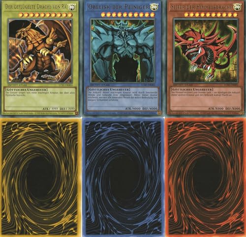 Yu-Gi-O Ägyptische Götterkarten Komplettset – Ultra Rare – Limited Edition – Slifer der Himmelsdrache -DELC01 Obelisk der Peiniger -DELC01 Der Geflügelte Drache Von Ra LC01-DE03 Deutsche V. von MZTCG