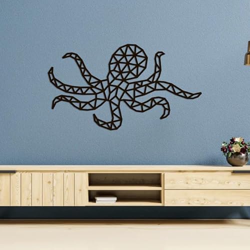 MagicHolz – Wandpuzzle Holz Oktopus 84 x 47 cm – Polygonales Holzpuzzle als Wanddekoration – Puzzle Bausatz für Erwachsene & Kinder von MaHo