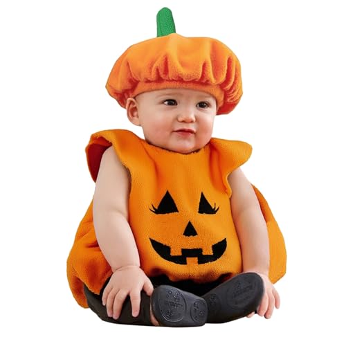 MaNMaNing Halloween-Kostüm für Neugeborene, Halloween-Kostüm, Kürbis-Kostüm für Kinder, mit Kürbis-Kleid + Schuhen und Socken, für Karneval Weihnachten (05 Orange, 12-18 Monate) von MaNMaNing