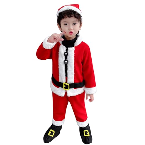 MaNMaNing Kleinkind Jungen Mädchen Weihnachten Santa Fleece Warm Outwear Cosplay Set Outfits Kleidung Karneval Weihnachten Party Cosplay Kleidung (RD1, 18-24 Months) von MaNMaNing