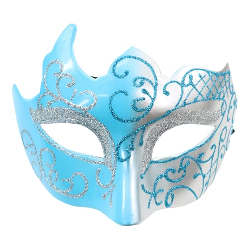 MaNMaNing Männlicher und weiblicher Make-up-Tanz-Gesichtsschutz, bemalt mit Goldpulver, mehrfach eckiger halber Gesichts-Karnevals-Party-Gesichtsschutz Karneval Cosplay Kostüm (Blue, One Size) von MaNMaNing