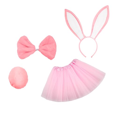 MaNMaNing Set Rabbit Tutu Kostümohrkleid Kaninchen Phantastische Karneval-Mädchen Outfits & Set Für Karneval (Pink, One Size) von MaNMaNing