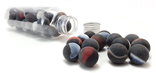 MaRécréation SKU-Noir16 30 Schwarze gefrostete Murmeln aus Milchglas, 16 mm, mit Weiß und Rot von MaRécréation