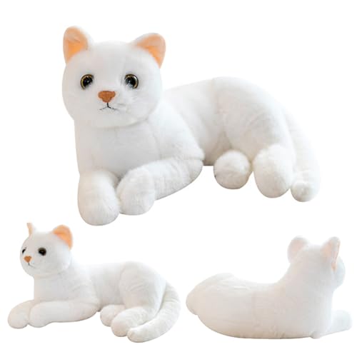 Katze Kuscheltier, Simulations Katzen Puppe 30cm Plüsch Katze Plüsch Puppen Kuschelig Niedlich Begleiter Puppe für Frauen Männer Film Fans Liebhaber, Geschenkideen für Kinder Weiß von MaSif