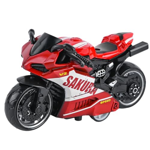 MaSif Spielzeug Motorrad Legierung Simulation Pull-Back Kinder Lernspielzeug Geeignet Für Kinder Über 3 Jahre Alt Geburtstagsgeschenk Ornament Dekoration (Rot) von MaSif